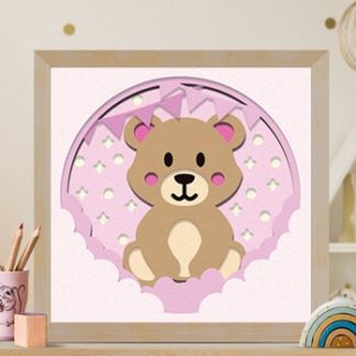 Baby Bear 3D Shadow Box Paper Cut