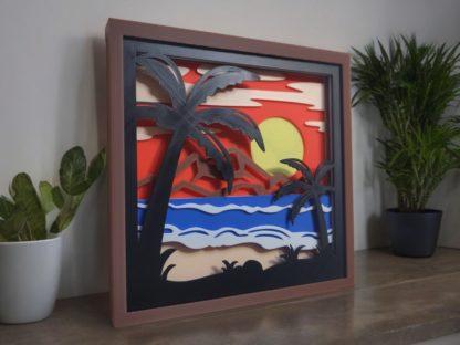 Tropisches Paradies – 3D-gedrucktes Papercut Kunstwerk