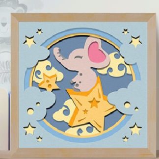 Baby Elephant 3D Shadow Box Paper Cut