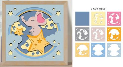 Baby Elephant 3D Shadow Box Paper Cut – Bild 2