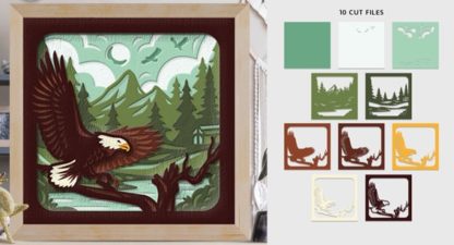 Weißkopfseeadler 3D Shadow Box Paper Cut – Bild 2