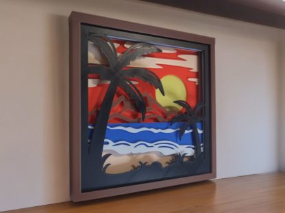 Tropisches Paradies – 3D-gedrucktes Papercut Kunstwerk – Bild 2