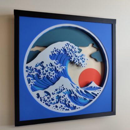 Große Welle – 3D-gedrucktes Papercut Kunstwerk im japanischen Stil – Bild 2