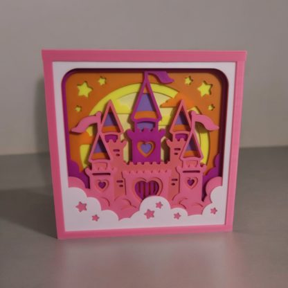 Märchenschloss im Sonnenuntergang - 3D Druck - Papercut Kunstwerk – Bild 2
