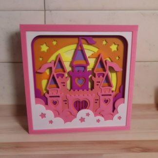 Märchenschloss im Sonnenuntergang - 3D Druck - Papercut Kunstwerk