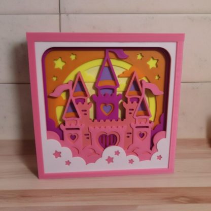 Märchenschloss im Sonnenuntergang - 3D Druck - Papercut Kunstwerk
