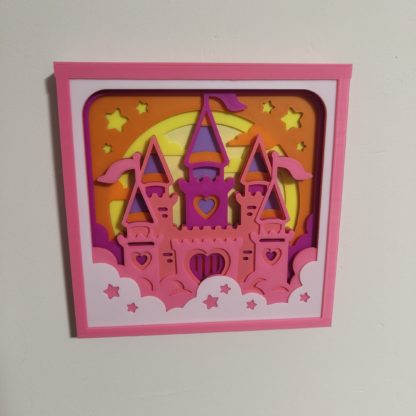 Märchenschloss im Sonnenuntergang - 3D Druck - Papercut Kunstwerk – Bild 3