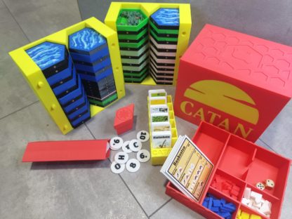 3D Catan Komplettset – Kompatibel mit Catan Basisspiel | Hexagon-Rahmen & Storage Box | Farbig oder DIY
