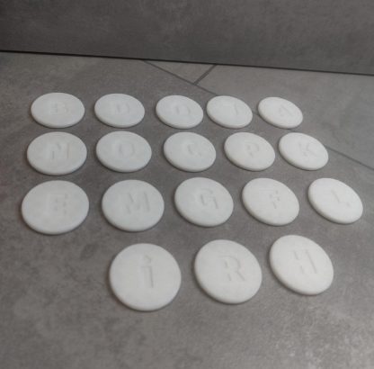 Zahlen-Chips (Durchmesser 33 mm) für Siedler von Catan Erweiterung - passend für 3D Rohstofffelder - einfarbig / zweifarbig – Bild 3