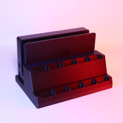 Gaming Station: 3D-Druck GameBoy Hüllen- und Nintendo Switch Dock Halterung, Retro-Organizer für 10 Mini-GameBoy-Hüllen,  Retro + modern – Bild 4