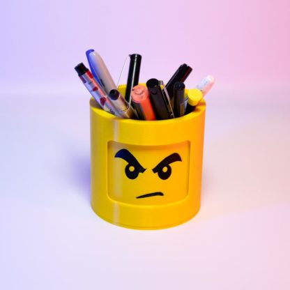 3D Gedruckter drehbarer LEGO Kopf Stifthalter - Kreativer Organizer für Büro, Kinderzimmer & LEGO Fans - Originelles Geschenk