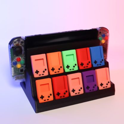 Gaming Station: 3D-Druck GameBoy Hüllen- und Nintendo Switch Dock Halterung, Retro-Organizer für 10 Mini-GameBoy-Hüllen,  Retro + modern – Bild 6