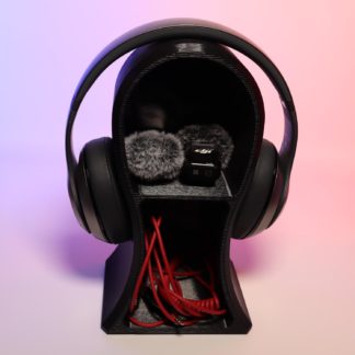 Kopfhörerständer mit Ablage | Moderner, stabiler Kopfhörerhalter mit Ablage für Kabel & Zubehör | Perfekt für Gaming- + Musik-Enthusiasten