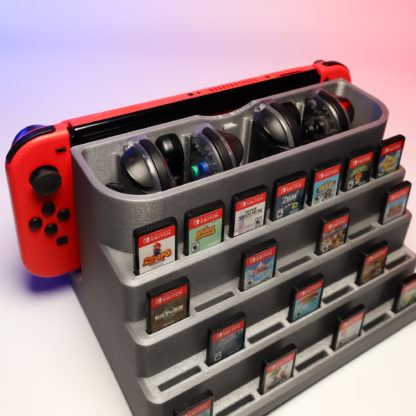 Nintendo Switch Dock XL Organizer – Platz für 28 Spiele, 4 Joy-Cons & 6 Bumper | Rutschfest, durchdacht