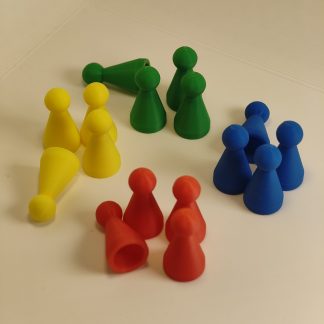 Klassische Spielefiguren 16er Set oder Einzel &ndash; Ersatz f&uuml;r Laufspiele wie Mensch &auml;rgere dich nicht & Ludo | Gelb Gr&uuml;n Blau Rot