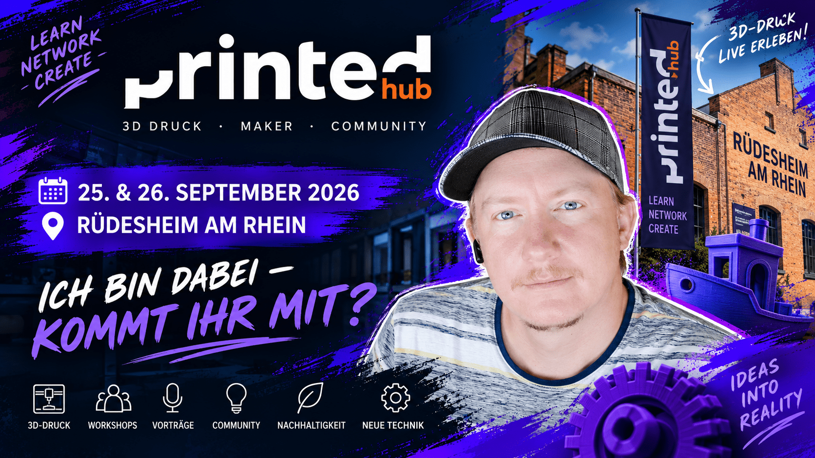 PRINTED Hub 2026 in Rüdesheim – Daniel von Craft & Design besucht das 3D-Druck- und Maker-Event