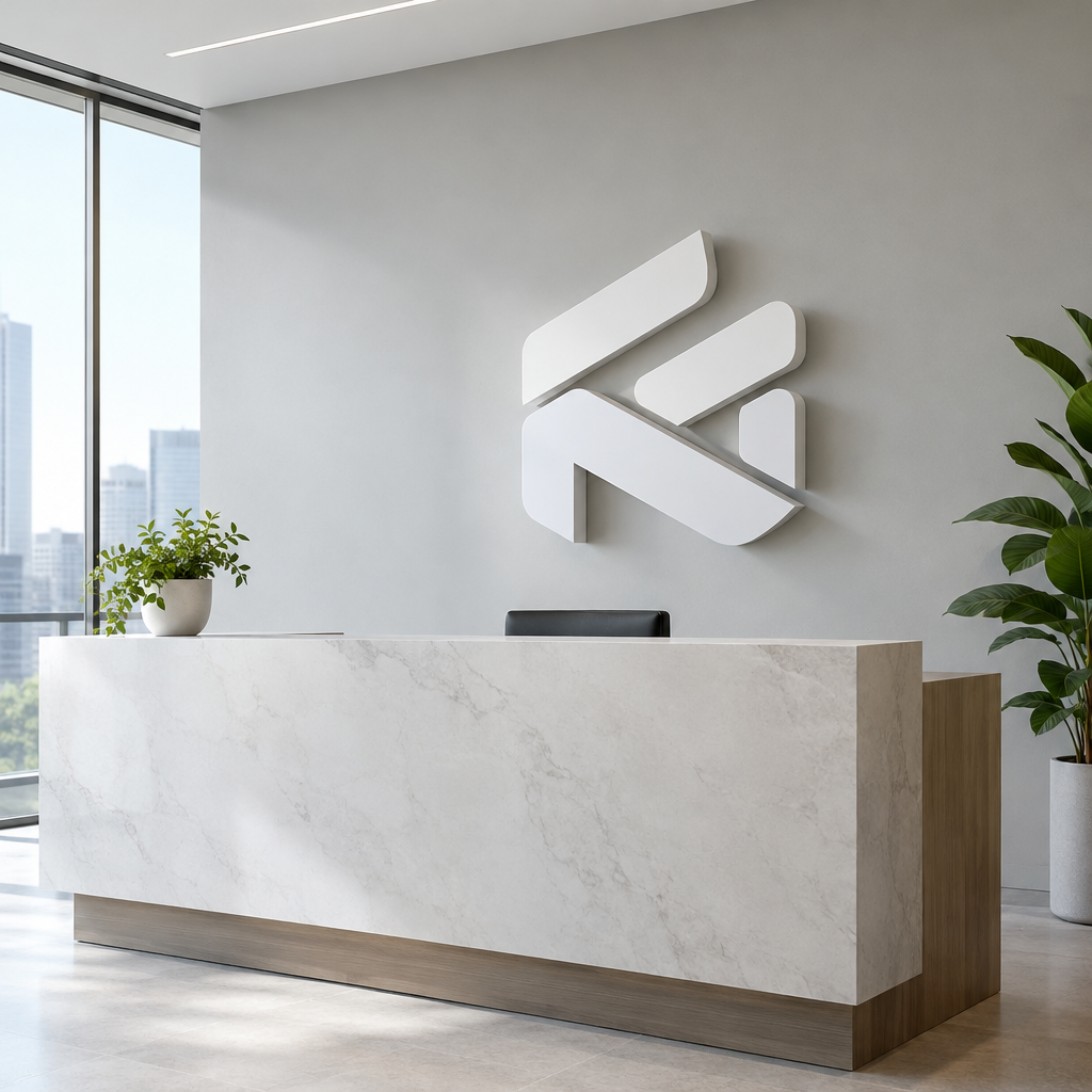 Firmenname als 3D-Schriftzug